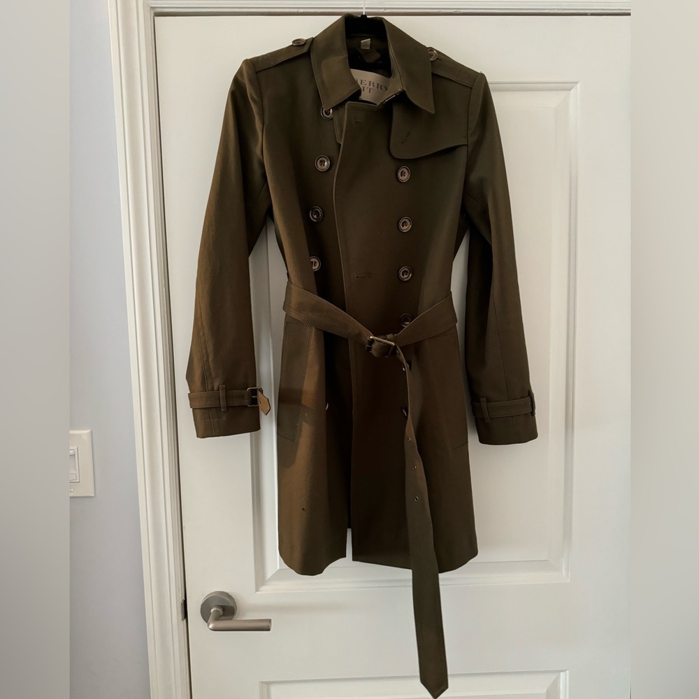 Burberry Olive Green Trench Coat